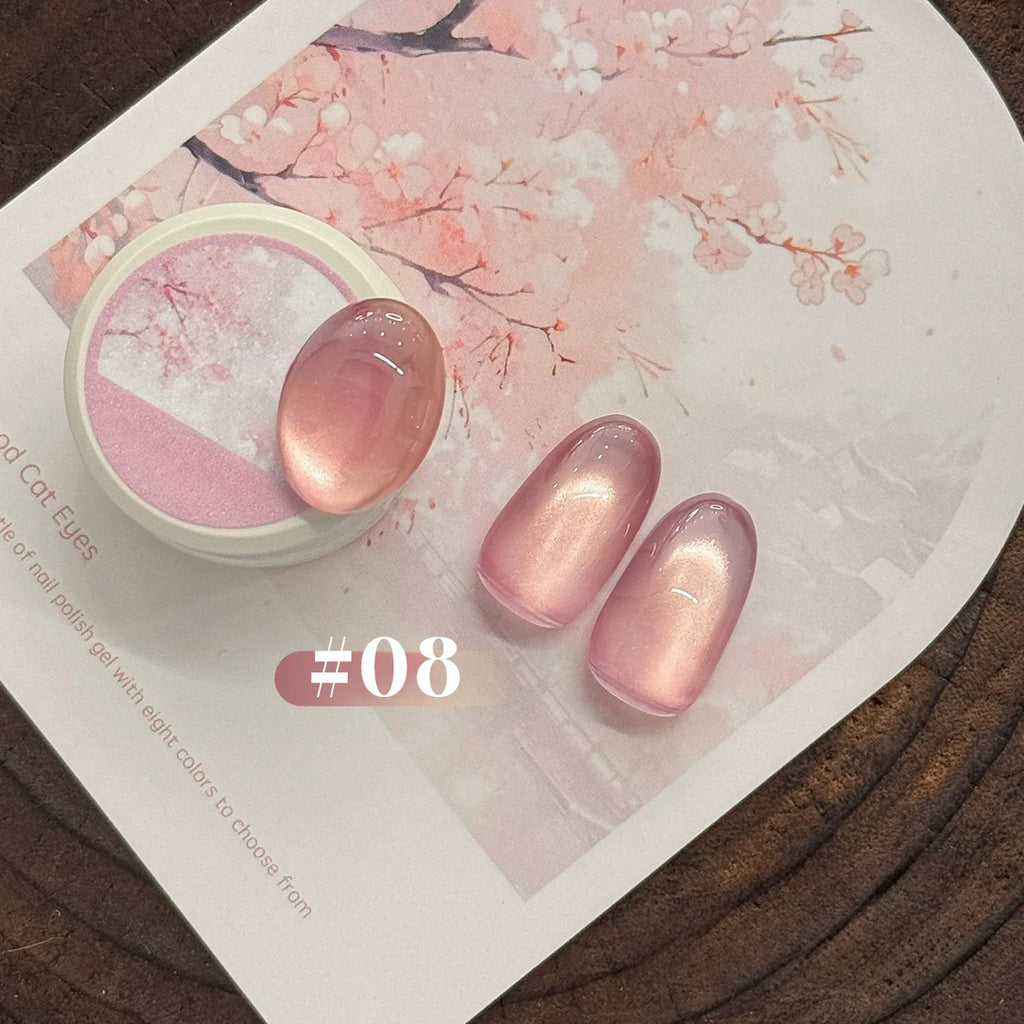 MIANEL 2026 10ML Lover Cat Eye Nail Gel Nude Pink with Sparkling Golden Light Glass Bead for Flattering Cat Eye Manicure