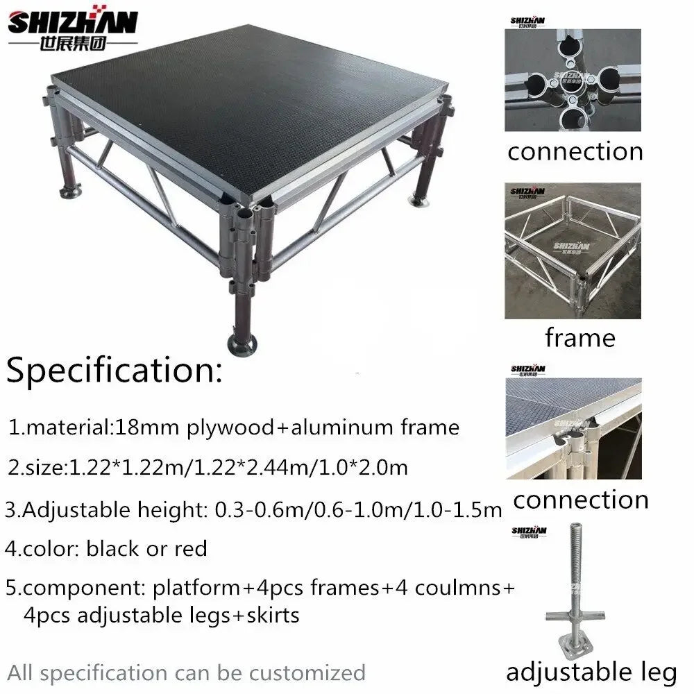 Custom Large Foldable Aluminum Alloy Stage for Concert Events Portable Square Pattern Stage TUV Certified
