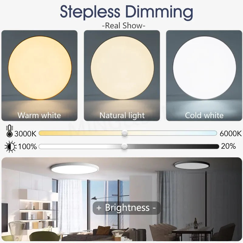 MING&BEN Smart LED Ceiling Lamps 18.5in Round Modern LED Ceiling Light With APP Remote Control Dimmable For Bedroom Living Room