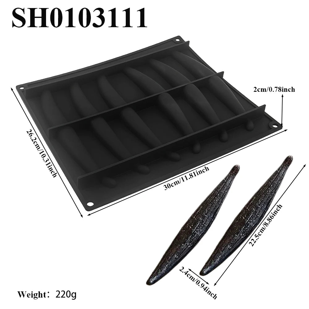 1 or 6 or 10-Cell Vanilla Pod Design Chocolate Mold Dessert Baking Tools Kitchen Silicone Bakeware Food Grade Cake Mould
