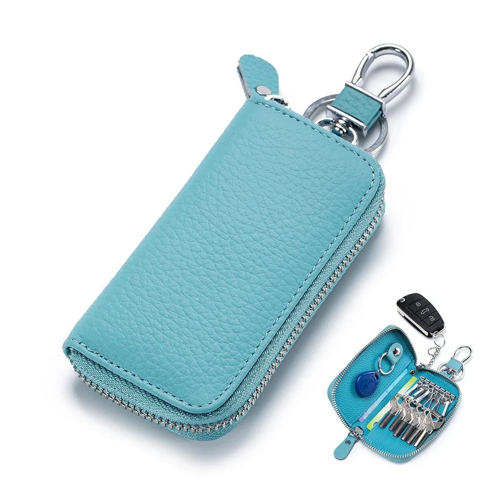 Key Case Multifunctional Zipper Men's Household Key Case Universal Car Keybag Women Leather Organizer Keychain Wallet 10 Color