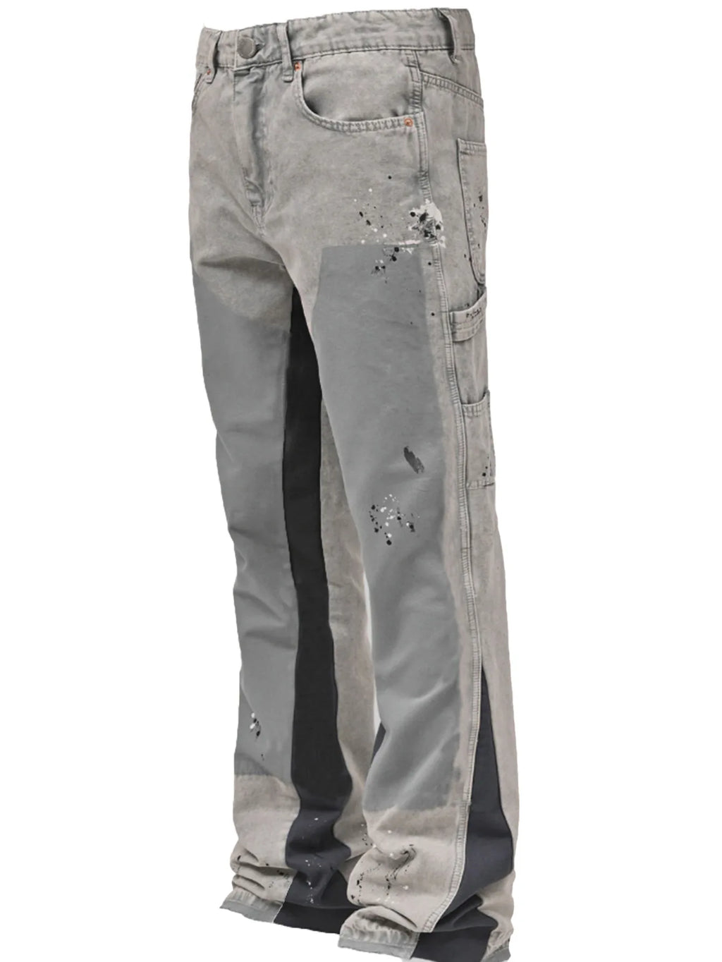 Mens Fashion Jeans Work Pants European American Style Workwear Elastic Patchwork Denim Layered Flared Pants S-XXL Streetwear