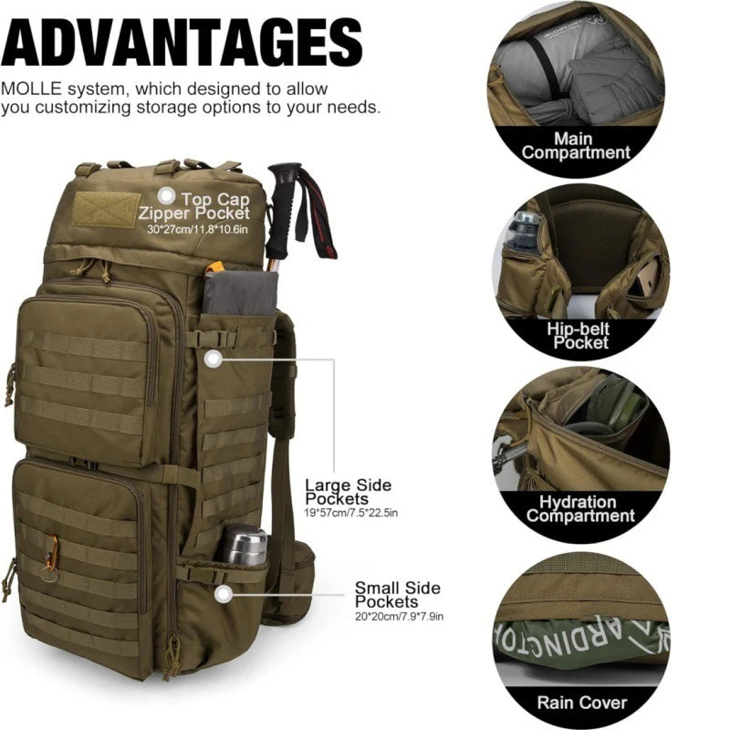 Extra Large Capacity 75L Outdoor Hiking Travel Bag Unisex Waterproof Durable Mountaineer Climbing Bag Camping Hiking Travel Bags