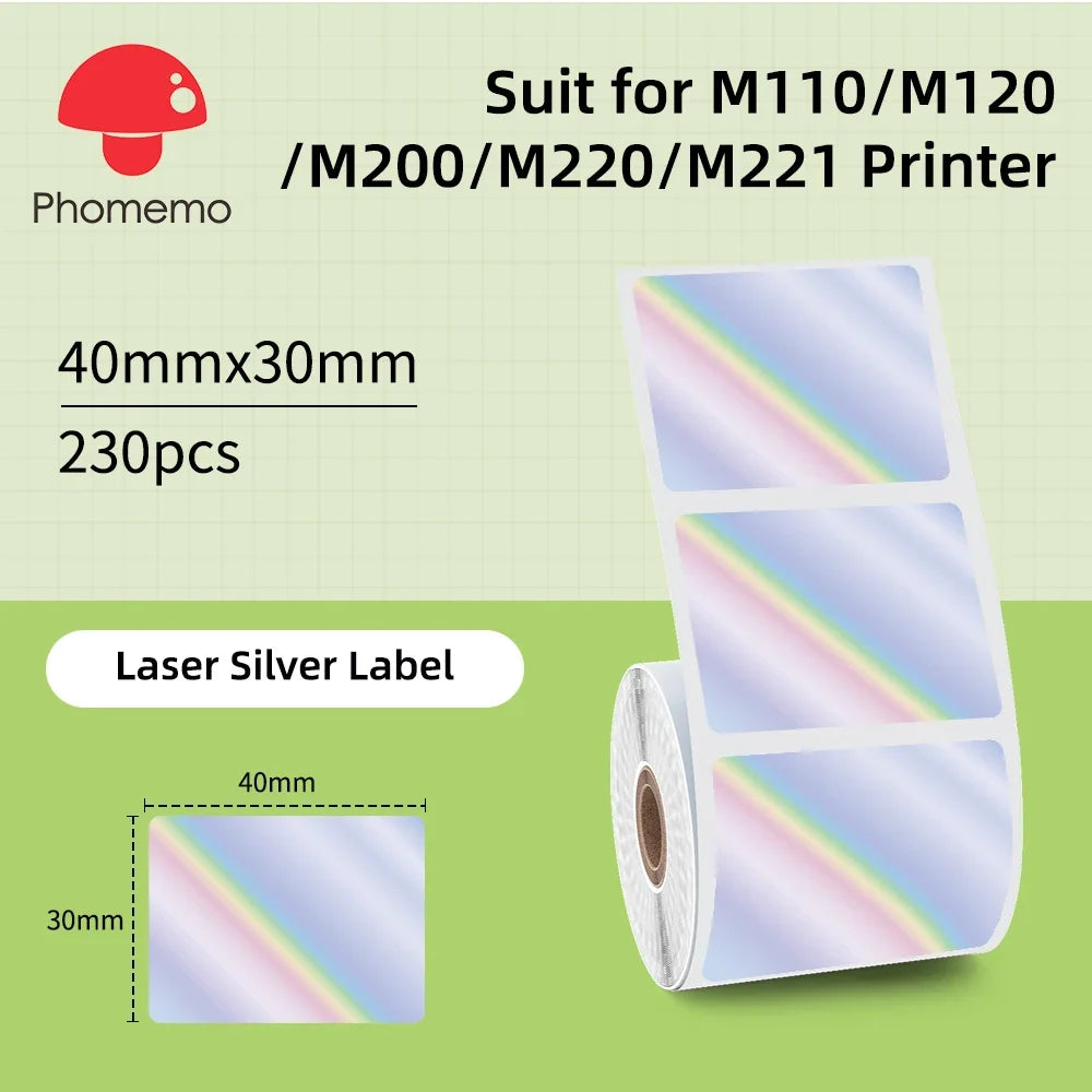 Label Sticker for Phomemo M110 M220 M221 M120 Mini Portable Printer 20-50mm Thermal Label Printer Stickers Pocket Labeling Maker