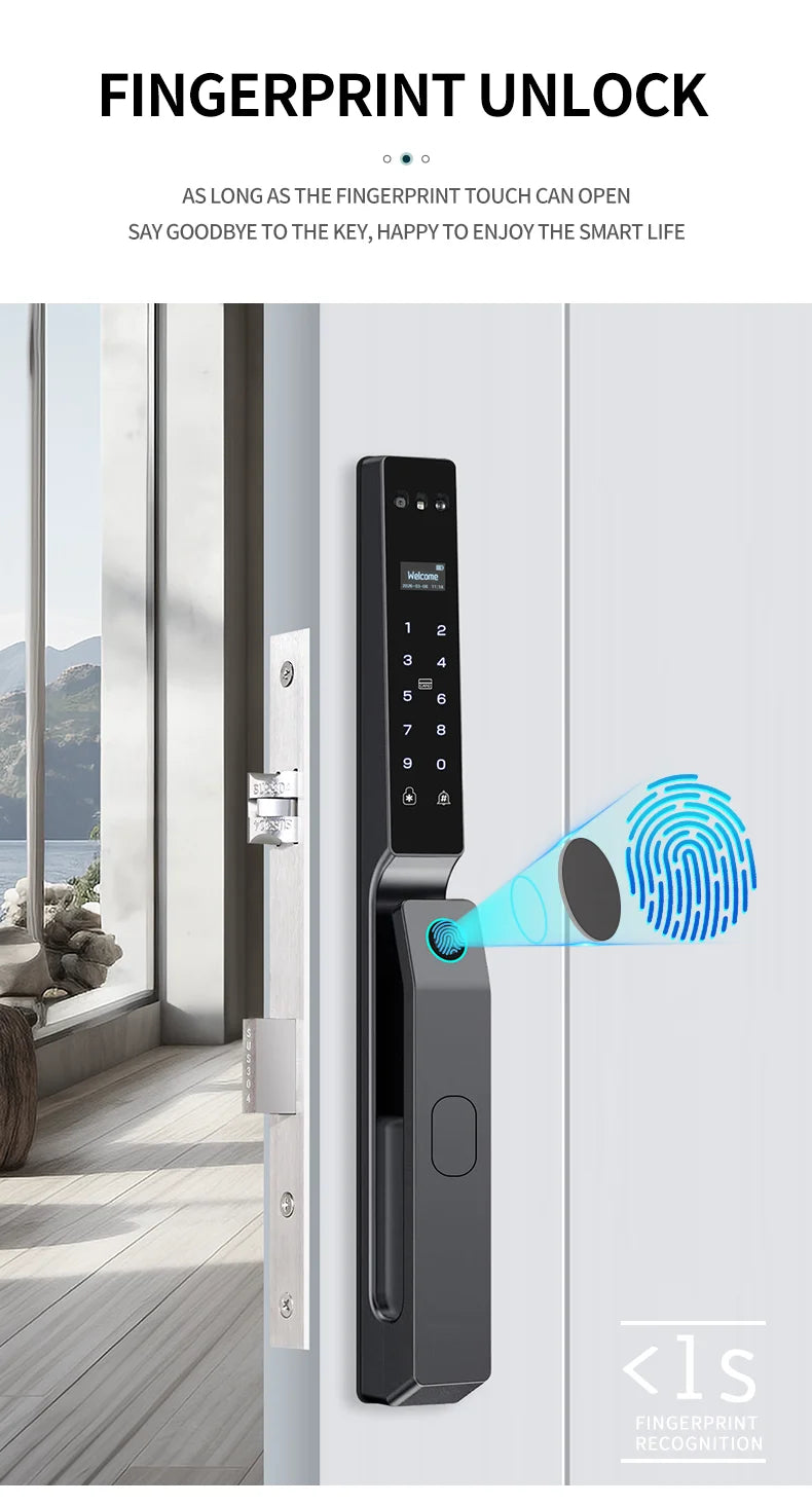 MYT Factory Waterproof Video Monitoring Intercom Face Recognition Tuya Smart Door Lock Fingerprint Locks For Villa