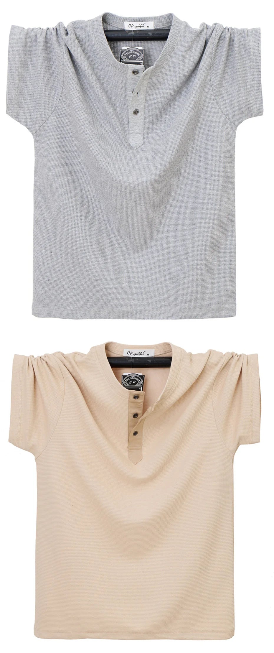 Henry Collar T-shirt Men Plus Size 7XL Summer Short Sleeve Tops Tees Fashion Casual Solid Color Tshirt Male Big Size