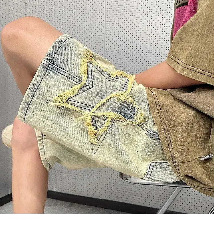 Denim Shorts Men's Summer Thin Wash Retro Yellow Mud Pants American High Street Casual Five-point Pants