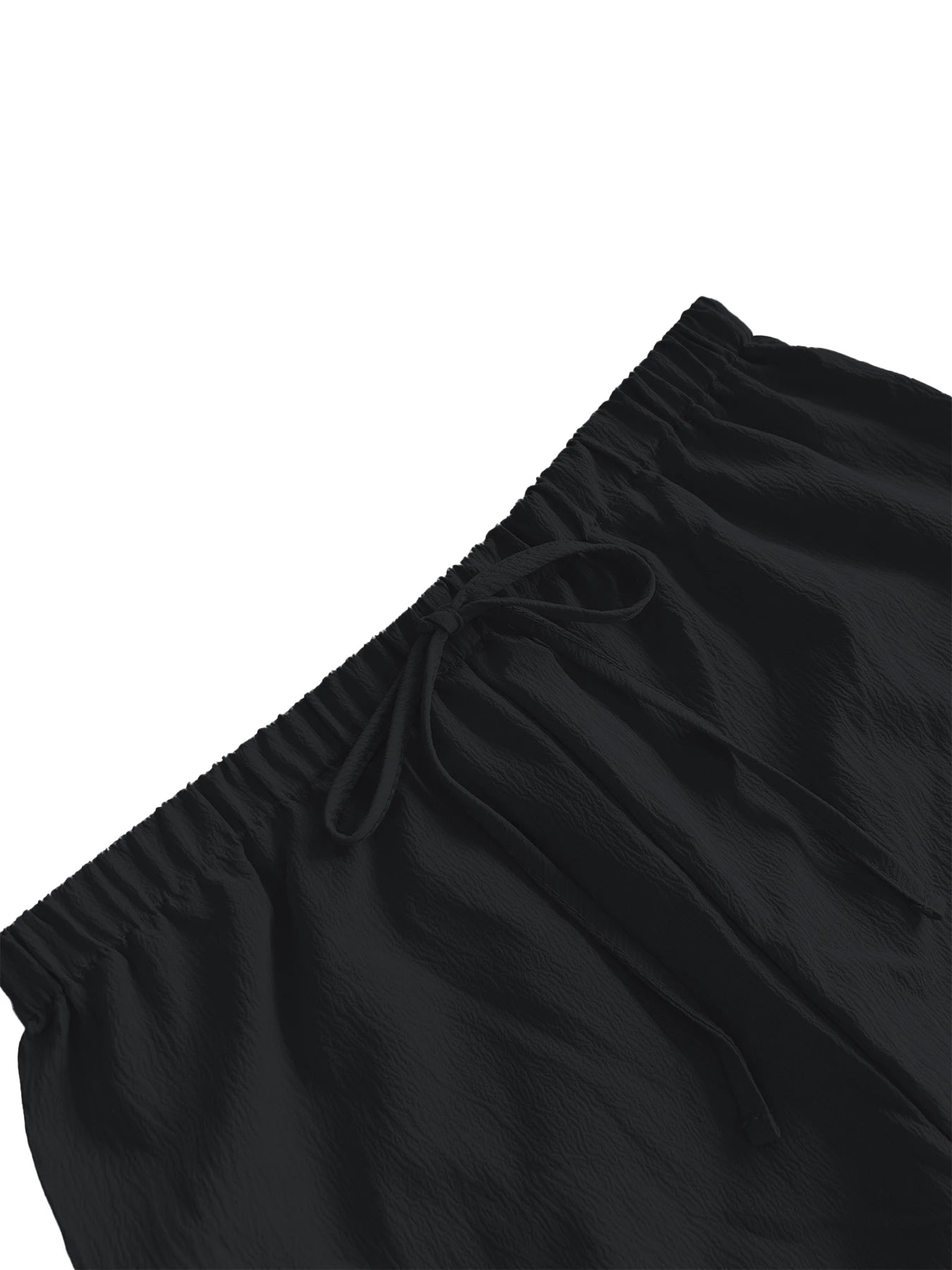 Women's Elastic Waist Drawstrings Casual Wide Leg Knee Length Pants‌