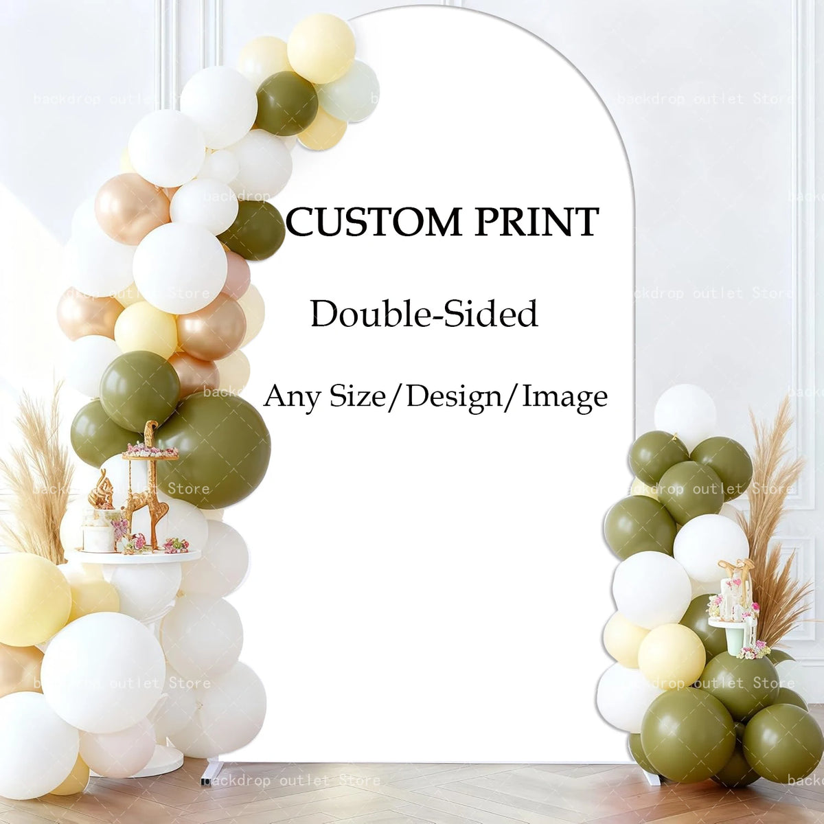 Mehofond Custom Arch Backdrop Cover Wedding Birthday Party Baby Shower Background Engagement White Decoration Photo Double-sided