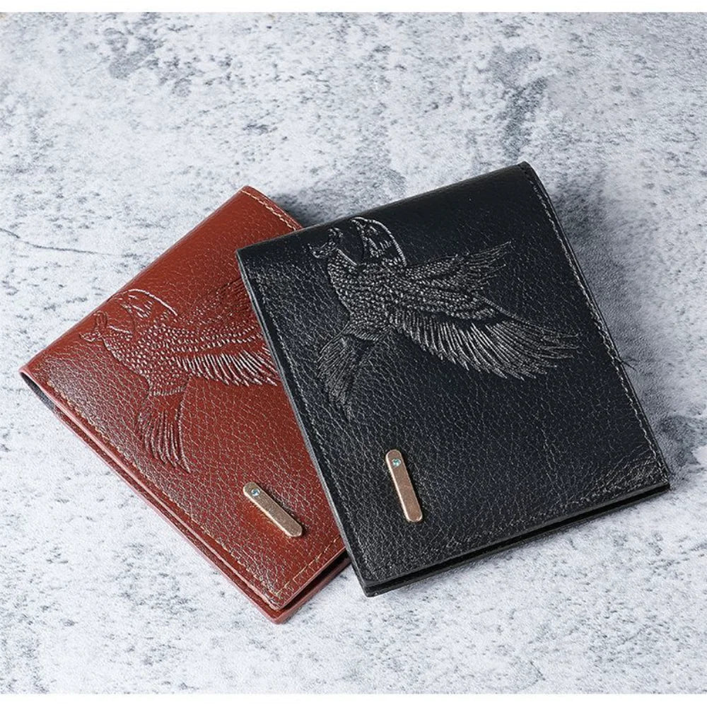 2025 Creativity Eagle Pattern Wallet MEN Soft Pu Wallet Thin Wallet Coin Purse For Gifts Card Holder Students
