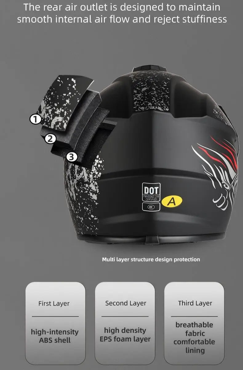 Vgv's Latest Buy One Get Three Free Welfare Helmet, Dot Certified Off-Road Motorcycle Helmet, Abs Shell Three-Layer Protection