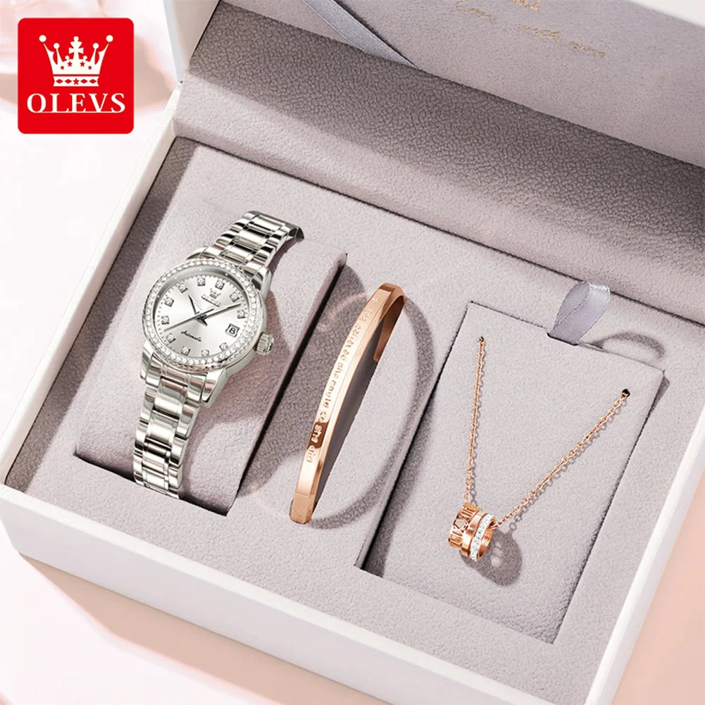 OLEVS Automatic Mechanical Watch for Ladies Auto Date Top Brand Business Luxury Women Watch NEW 7003