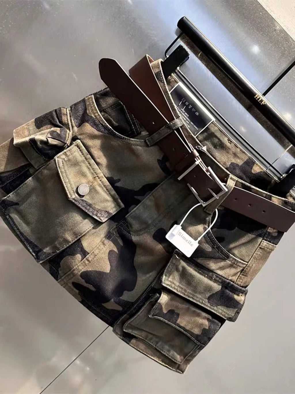 Fashion Spicy Girls Camouflage Denim Skirts American Retro Versatile High Waist Multi Pockets Skirt Summer Women's Mini Skirts