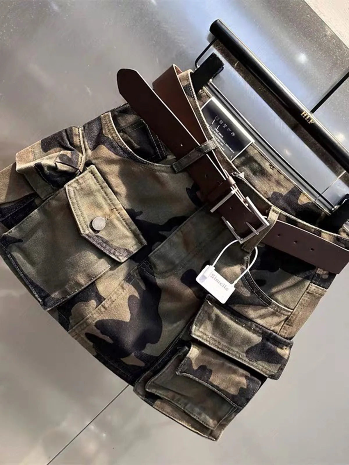 Fashion Spicy Girls Camouflage Denim Skirts American Retro Versatile High Waist Multi Pockets Skirt Summer Women's Mini Skirts