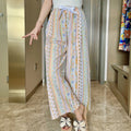 2025 Summer Sleeping Pants Women Thin Bottoms Spring Large Size Home Wear Pants Pajamas Flower Print Loose Cute Beach Trousers