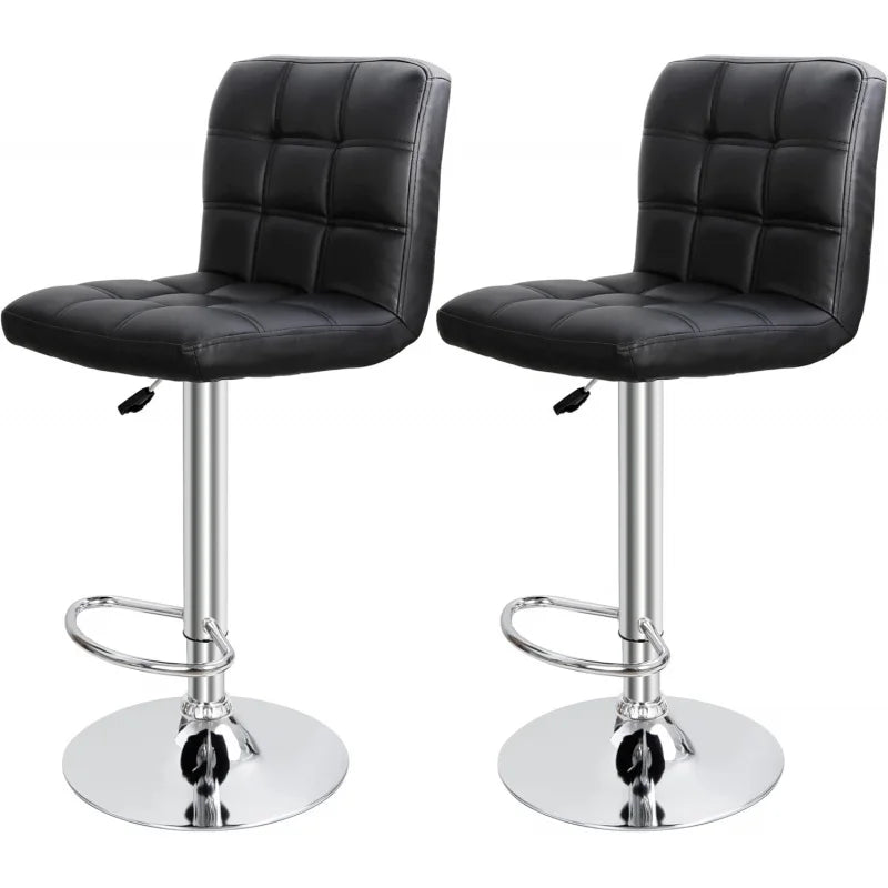 Kitchen double bar stool set, PU leather rotating adjustable tabletop height rotating stool, square backrest, 2 pieces