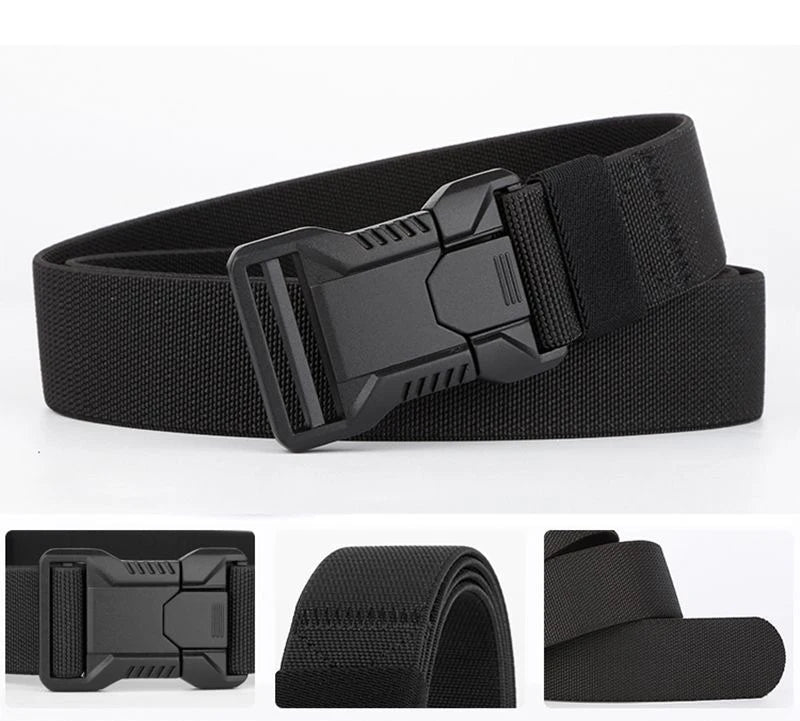 Nylon Tactical Belt Men Automatic Buckle Quick Release Military Belt Outdoor Casual Workwear Training Pants Heavy Duty Web Belt