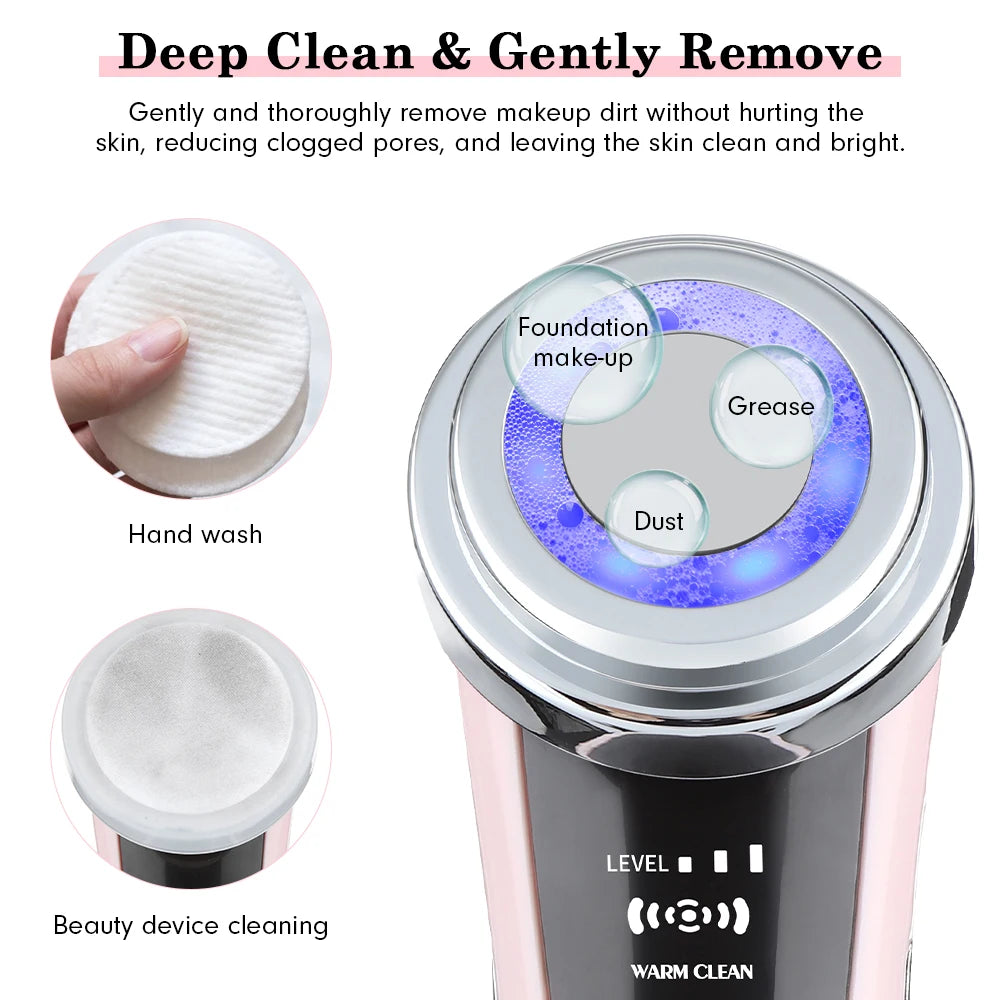 Democe Electric Facial Massage Device Color Clean Face Skin Beauty Machine Warm Cleansing Skin Care Tool Facial Massager