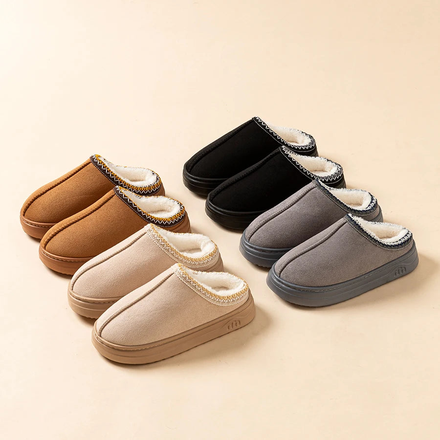 Fashion Women's Slippers Winter Outdoor Indoor Warm Fur Cotton Breathable Anti-slip Comfortable Men Boots Flat Shoes Couple