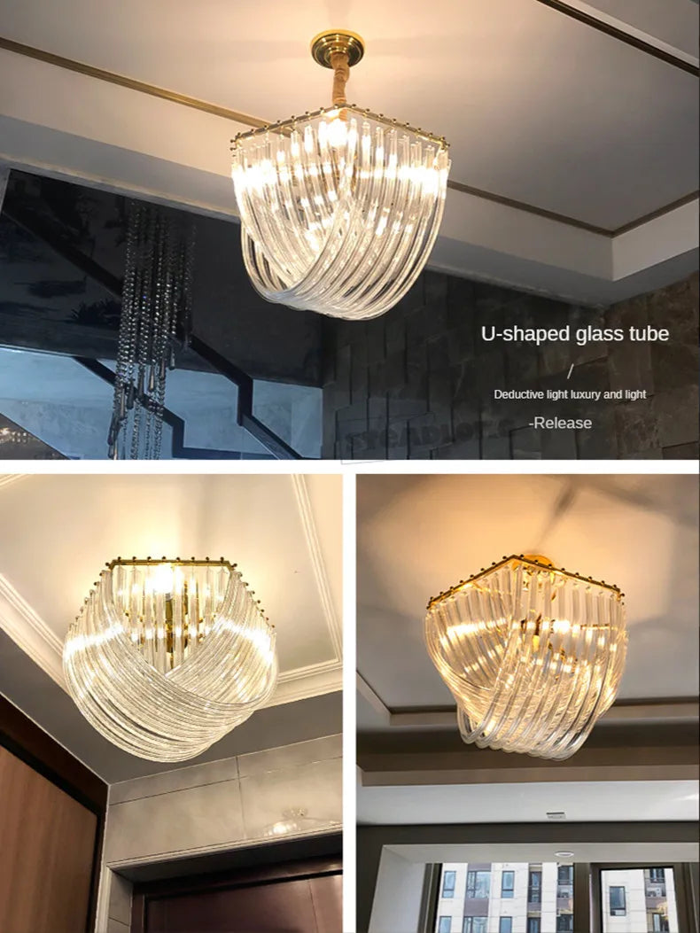 Modern Nordic U -shaped Glass Tube Living Room Chandelier Lighting Luxury Hotel Hall Bedroom Home Decor Suspension Pendant Lamps