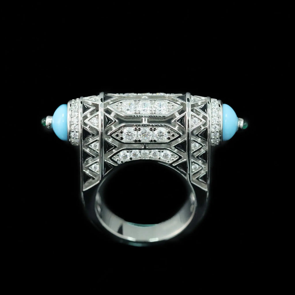 WUIHA 925 Sterling Silver Sapphire Blue Turquoise High Carbon Diamonds Wedding Engagement Cocktail Rings Fine Jewelry Wholesale