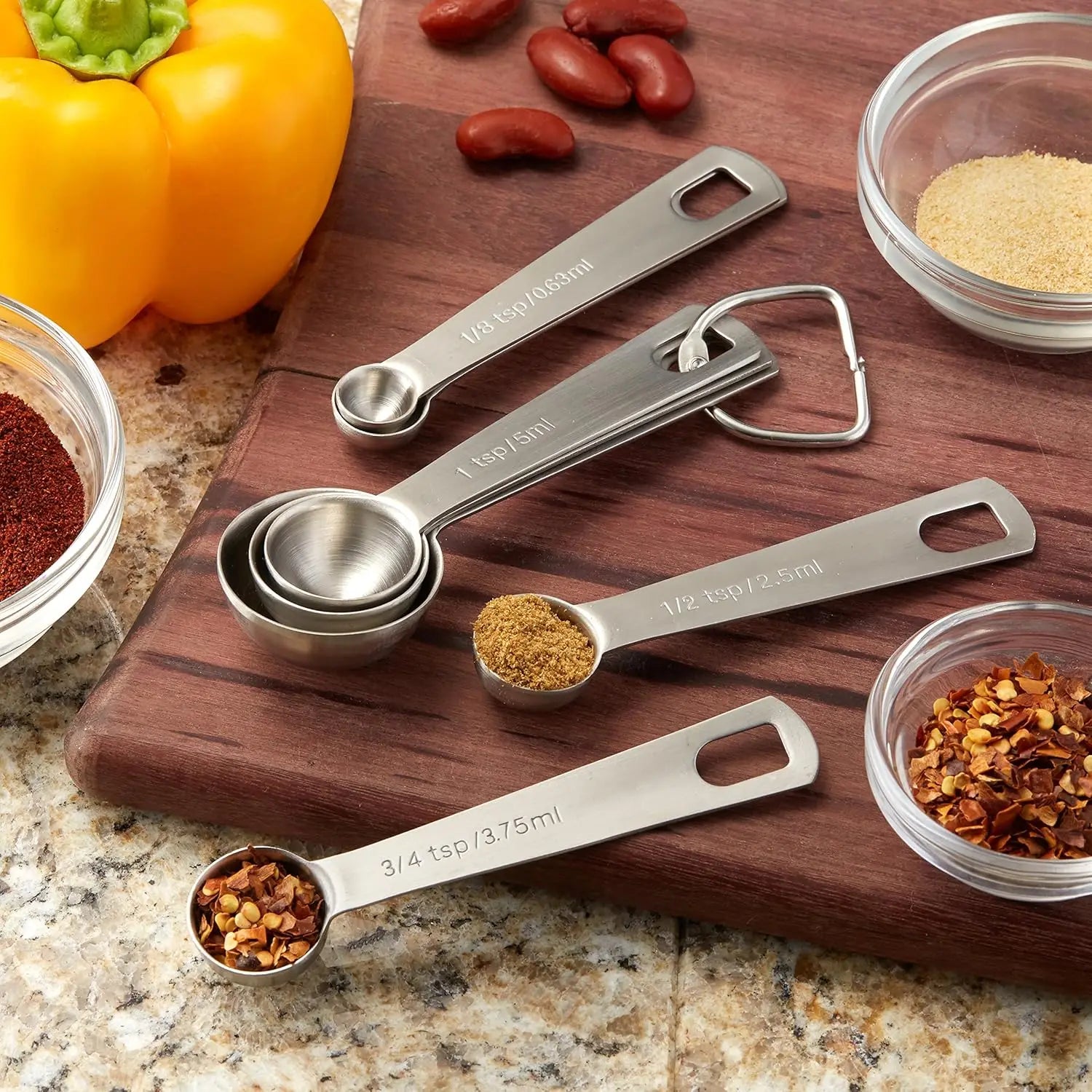 Stainless Steel Measuring Spoons Set of 8,Metal Teaspoon & Tablespoon Heavy Duty Engraved Kitchen Gadgets for Baking Cooking