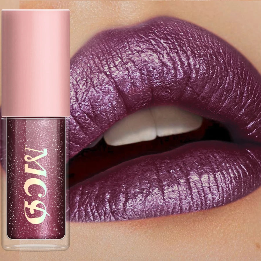 8 Colors Metallic Shimmer Lip Glaze Glitter Liquid Lipstick High Pigmented Lip Tint Lip Gloss Korean Makeup Gifts Lip Oil