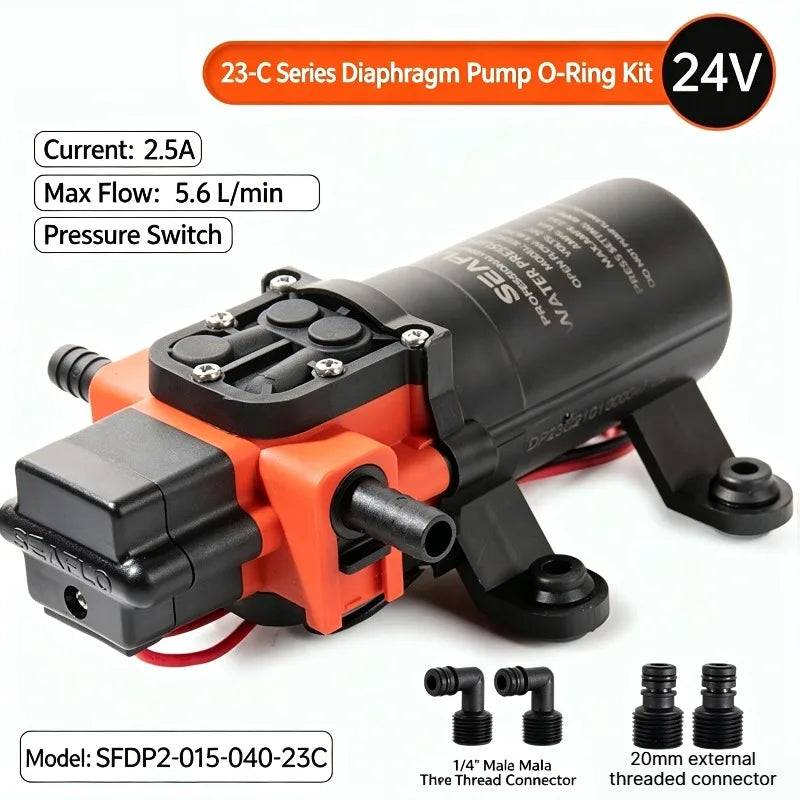 12V 24V DC Diaphragm Water Pump Self Priming Automatic Pressure Pump RV Caravan Boat Yacht Marine Battery Powered Water Transfer
