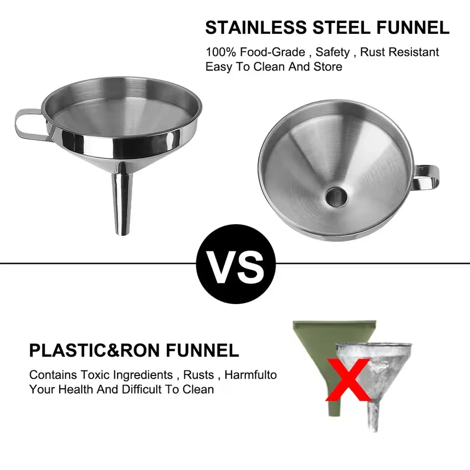 Funnel Kitchen 304 Stainless Steel Funnel Oil Liquid Funnel with Strainer Small Metal Food Oil Filter for Bottle Kitchen Gadgets