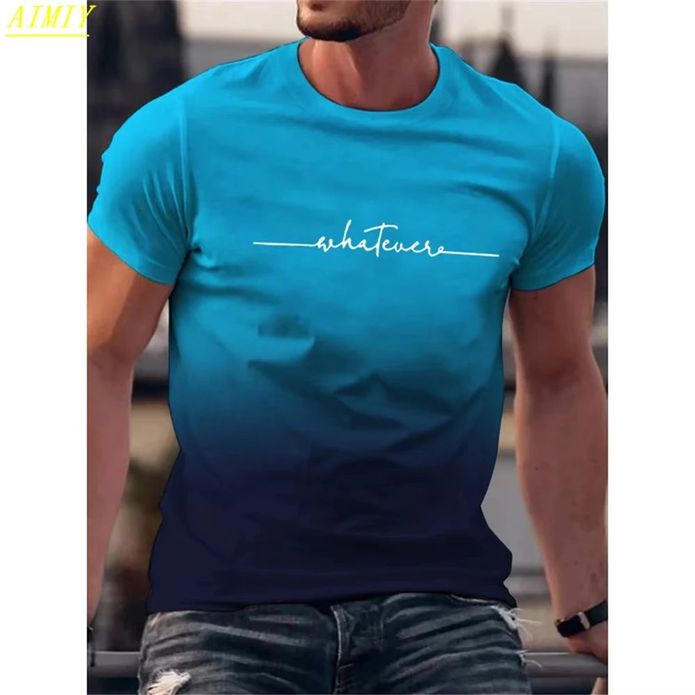 Casual Men's T-Shirts Spring Clothing Ombre Shirts Oversized Short Sleeve Tops Boys Tees Oversized Vintage T-Shirts For Mens