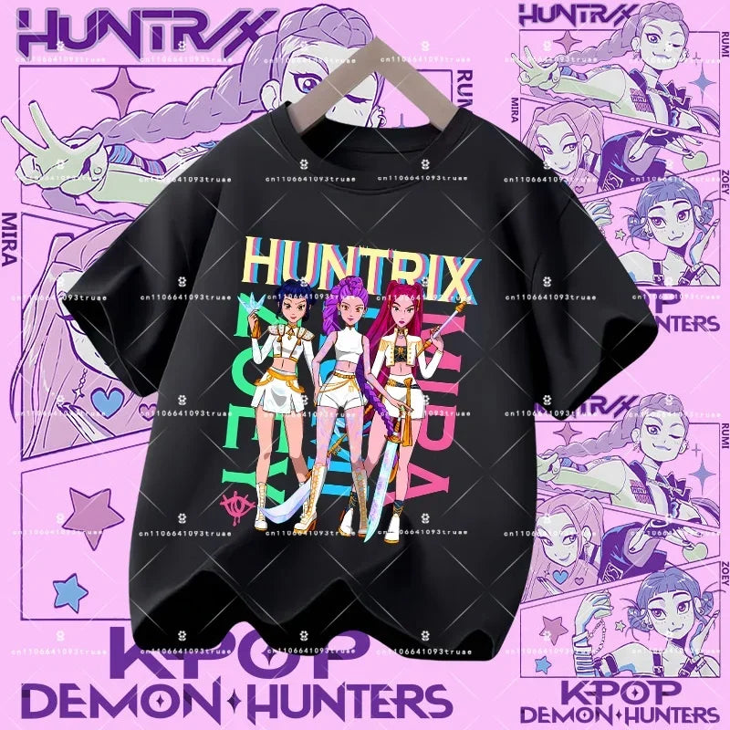 Kpop Demon Hunters Parent Child Halloween Kpop Demon Hunters TShirt Harajuku Casual Fashion Cotton Kid's Tshirt Cosplay Clothing