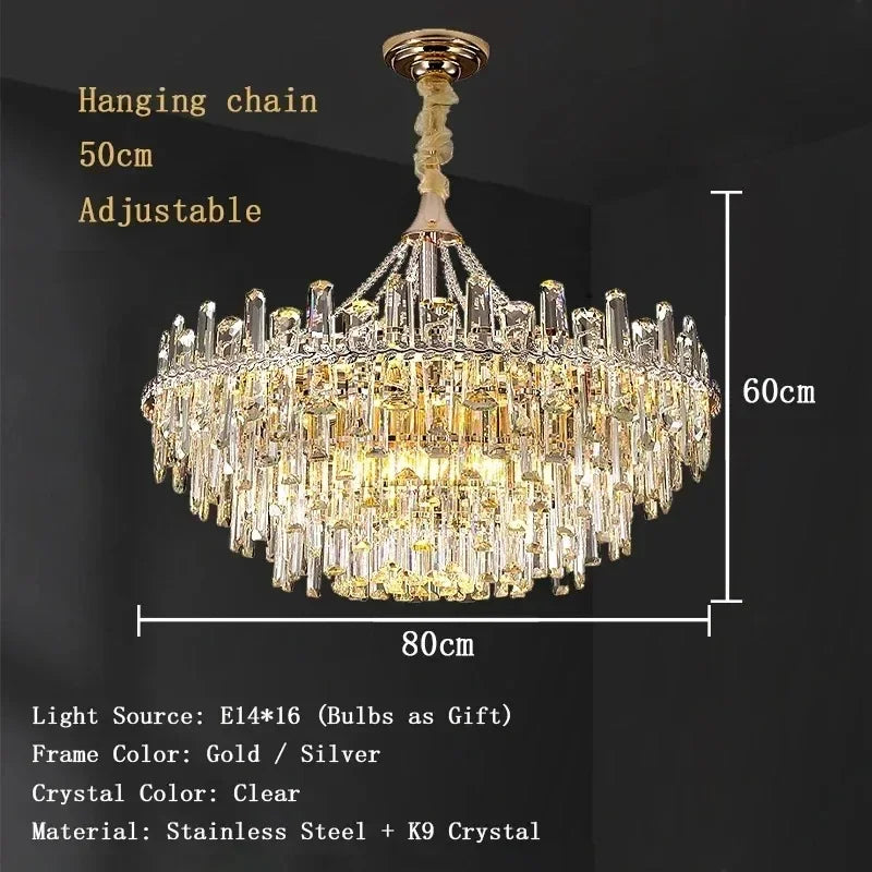 Modern Luxury Led Lights Clear Crystal Chandeliers for Living Room Villa Bedroom Dining Room Art Home Decoration Pendant Lamps