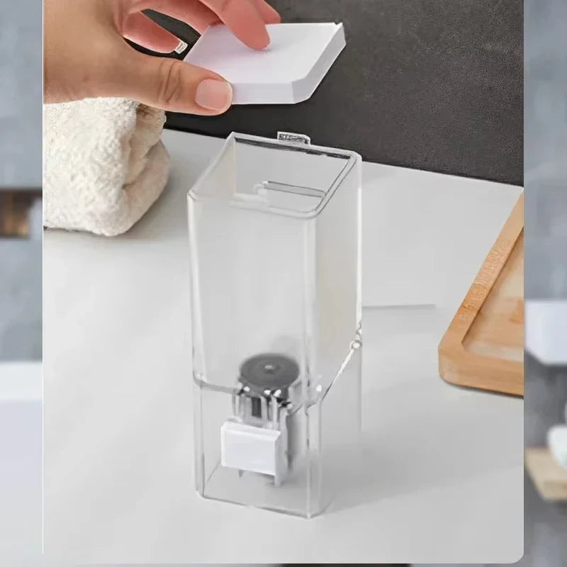 Homefish Punch‑Free Wall‑Mounted Manual Soap Dispenser Transparent No‑Trace Press‑Type Liquid Bottle For Bathroom Sanitizer Stor