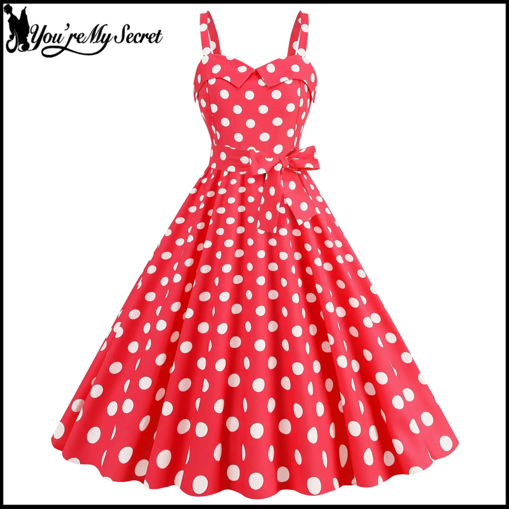 Vintage Classical Polka Dot Printed Dress Women's Sexy Sling Strap Wrap Chest Dress Valentine's Day Streetwear Spring Summer