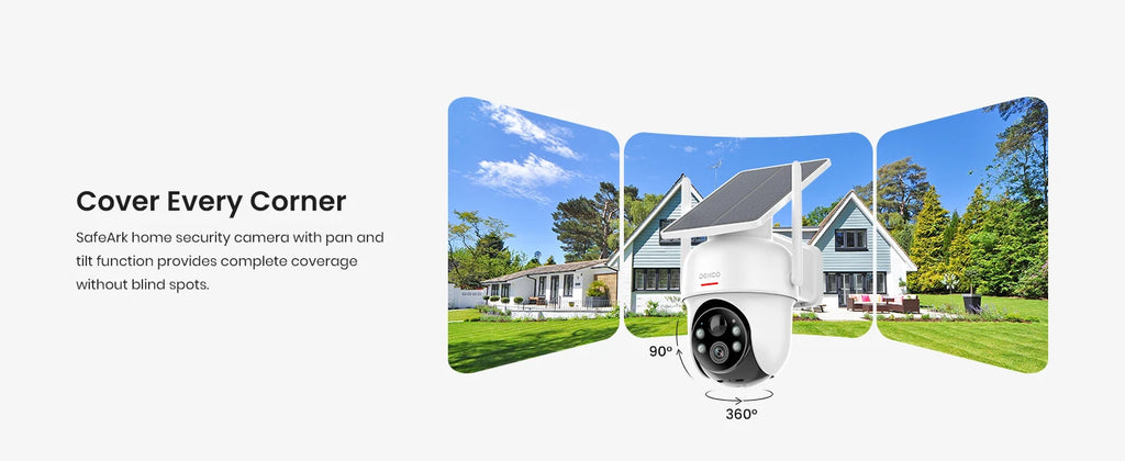 Dekco 3MP Solar Camera System 2 Cam Kit Wireless Cam System Surveillance Wifi PTZ Camera Set with Home Hub Support Alex