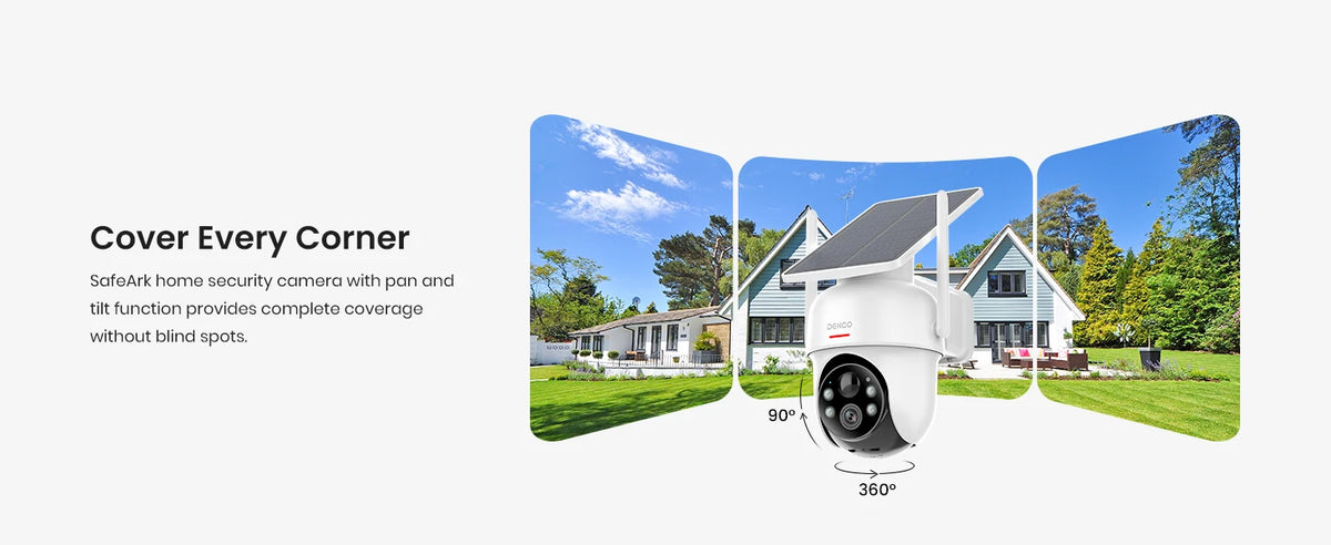Dekco 3MP Solar Camera System 2 Cam Kit Wireless Cam System Surveillance Wifi PTZ Camera Set with Home Hub Support Alex