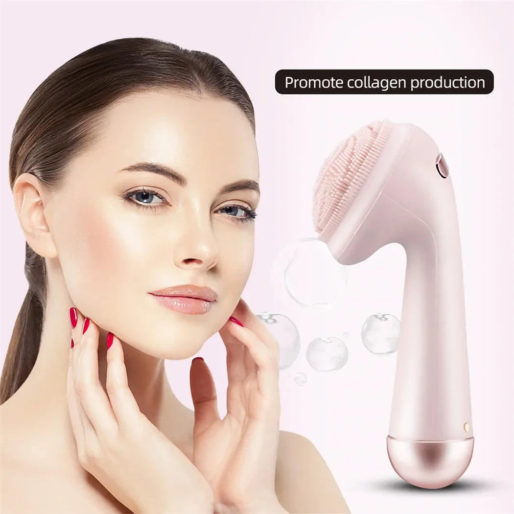Electric Facial Brush Silicone Vibration Cleaner Waterproof Skin Care Machine Rechargeable Beauty Tool
