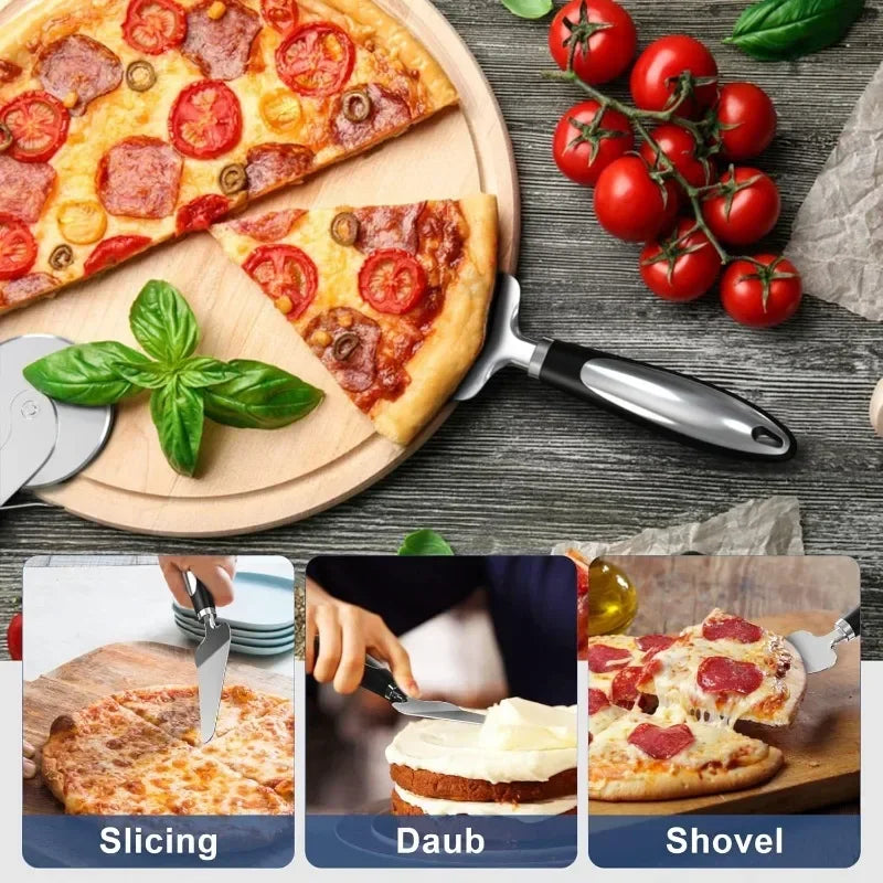 Premium Stainless Steel Kitchen Pizza Cutter Wheel Server Tools Knife Waffle Cookies Cake Bread Dough Slicer Kitchen Gadgets