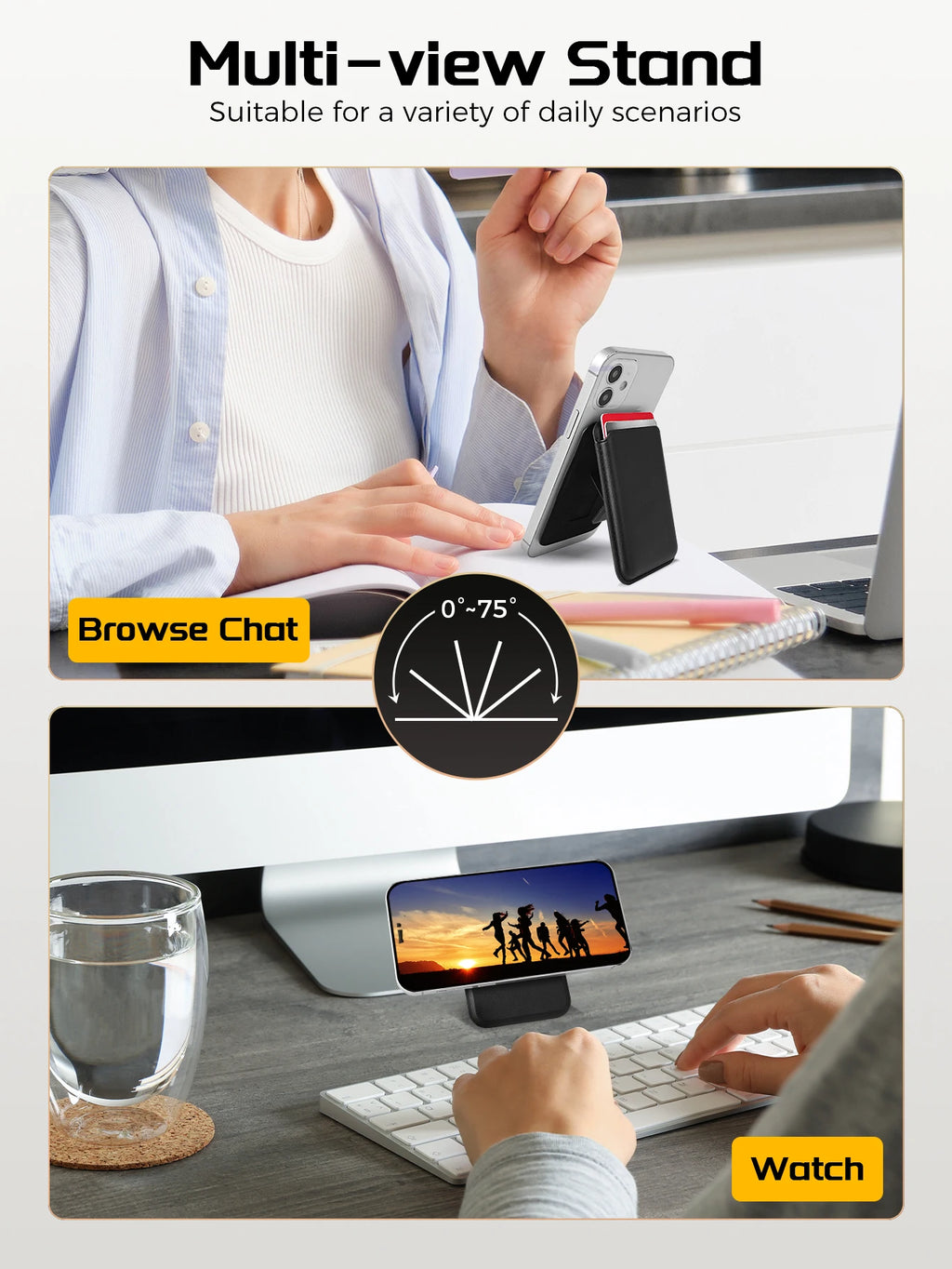 3 in 1 MagSafe Magnetic Leather Card Holder Foldable Phone Stand Wallet Case For iPhone 17 16 15 14 13 12 Pro Max Card Pocket