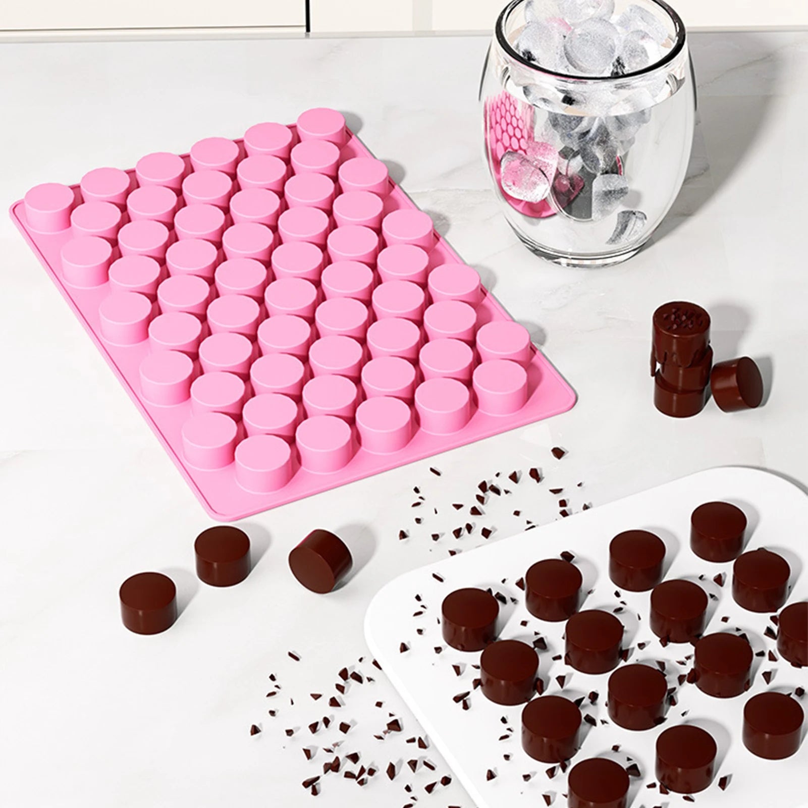 Round Silicone Molds Homemade Cupcake Baking Making Supply Non-stick 55-Cavity Silicone Cake Baking Cylinder Molds