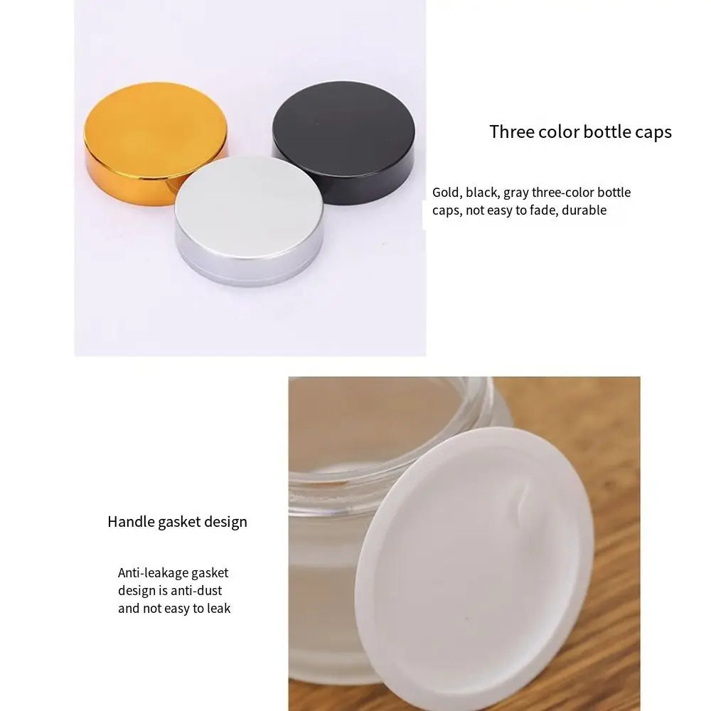 5-50g Frosted Glass Cream Jar Silver/Gold/Black/White Liquid Foundations Face Cream Bottles Eye Shadow Lip Balm Makeup Jar