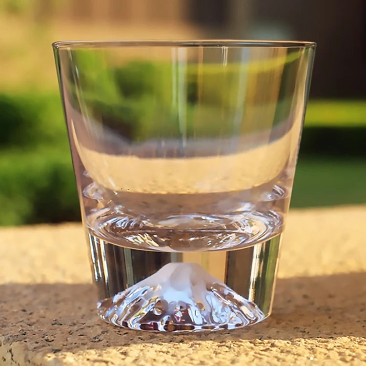 Transparent Snow Peak Tumbler,Fuji Mountain Whiskey Glass,Modern Whisky Drinking Glass，Luxury Scotch Glass,Artistic Rock Glass