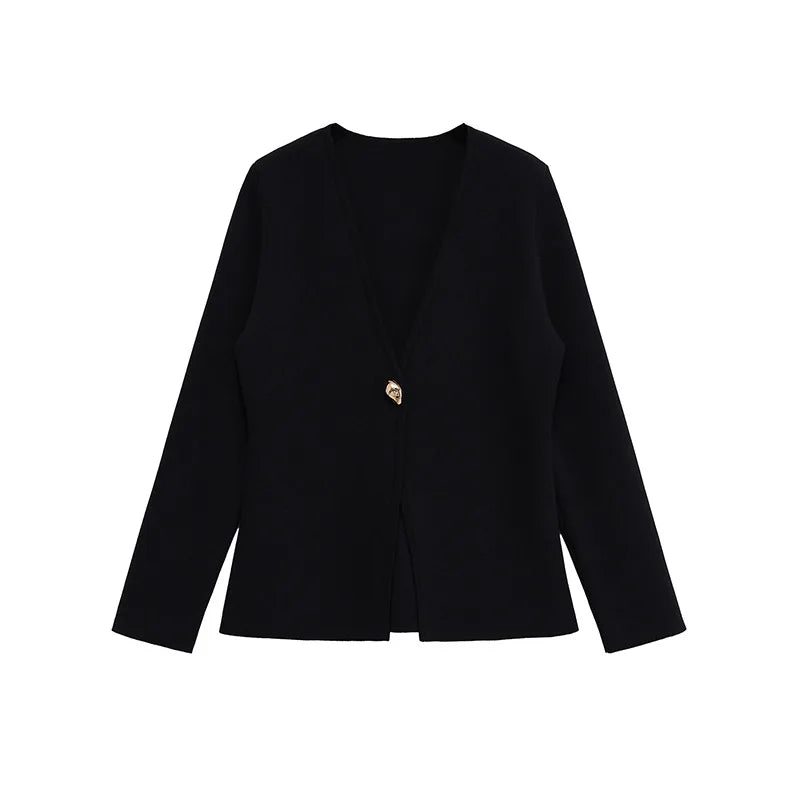 Casual Knitted Cardigans Women Elegant V-neck Loose Long Sleeve Sweaters 2025 Spring All-match Street Lady Outwear Lady Tops