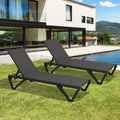 2 Pack Aluminum Outdoor Chaise Lounge,5 Position Adjustable Backrest&Wheels,All Weather Pool Patio, Custom