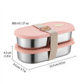 Microwaveable 304 Stainless Steel Bento Box Oval Divided Lunch Box 2 Grids Food Storage Container For Kids Students School