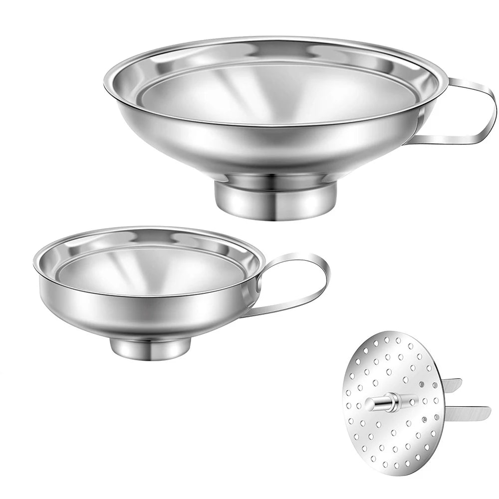 LMETJMA Canning Funnel Large Kitchen Metal Funnels For Filling Mason Jars Stainless Steel Wide Mouth Funnels Kitchen Gadgets