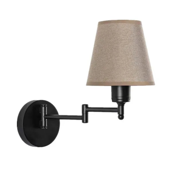 LED American Wall Lamp Folding Swing Arm US EU Plug Switch Fabric Bedroom Bedside Living Room Study Stairway Aisle Plug Light