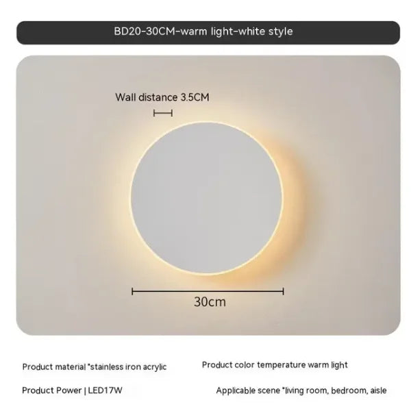Round wall lamp/modern minimalist style bedroom bedside table staircase porch LED light source human body touch sensor