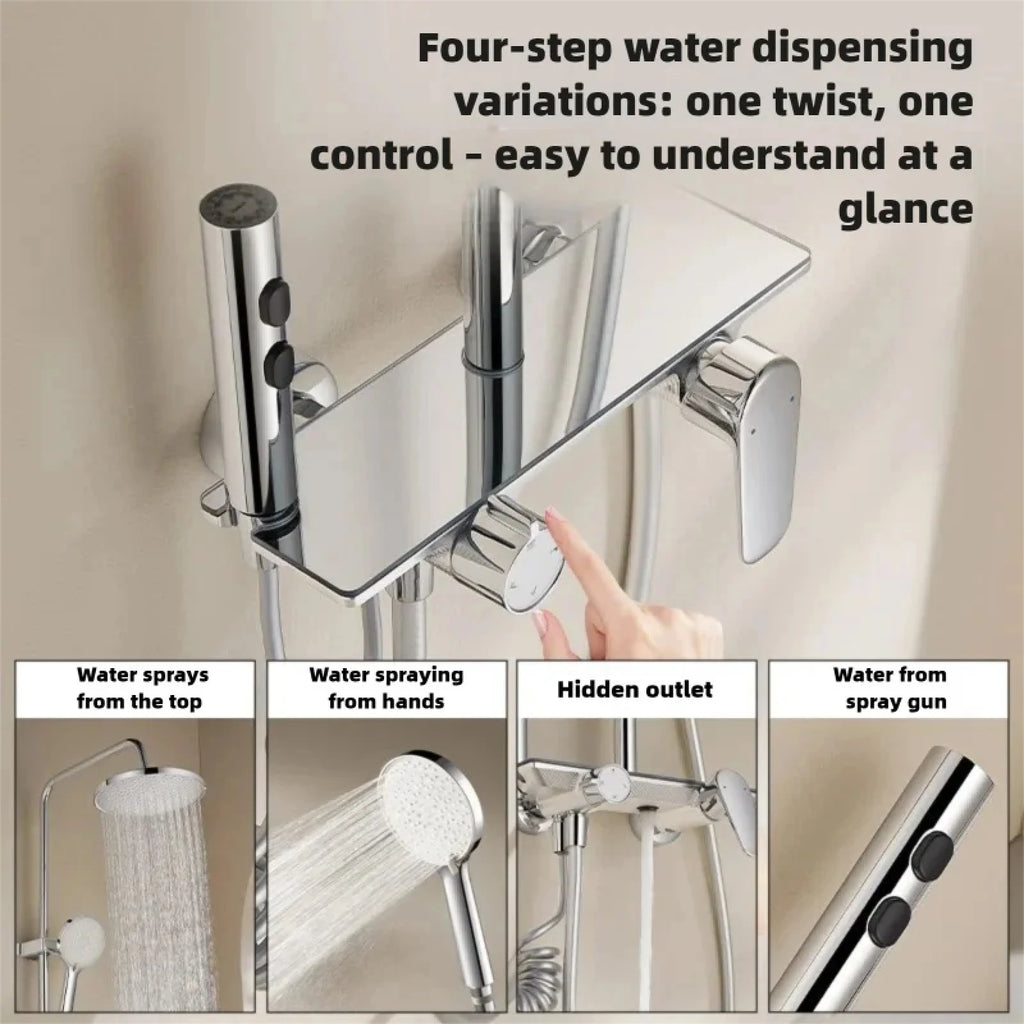 Modern Various Bathroom Shower Set Wall Mounted Aluminum Rainfall Shower Faucet Set Bathtub Showers Full Kit