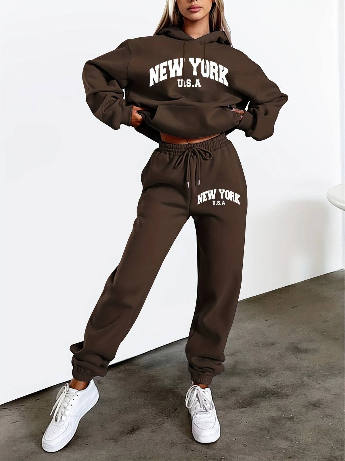 women Hoodies+sweatpant set Hip Hop Street Casual Printed Hoodie Oversize Loose New Sweatshirts Autumn Warm Fleece Clothing